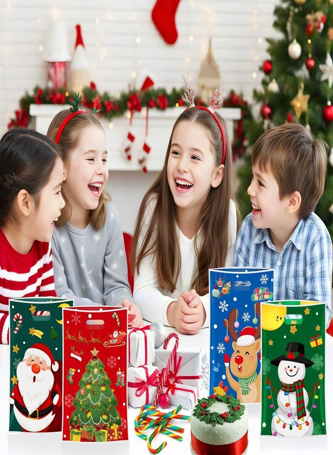PADELO 50 Pcs Christmas Gift Bags - Xmas Tote Bags with Handles, Merry Christmaa Santa Claus Plastic Treat Goodie Goody Candy Bags Bulk for Shopping Retail Winter Xmas Holiday Christmass Party Favors - Image 2